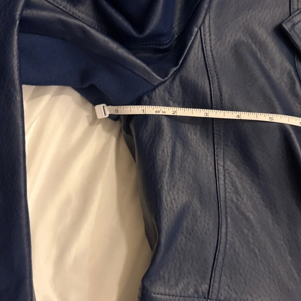 Like New Vintage IMAN Blue Leather Trench